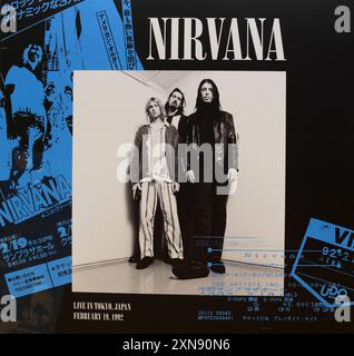 Vintage vinyl record cover. Nirvana-Live in Tokio, Japan, 1992