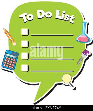 Bright to-do list with various school items Stock Vector