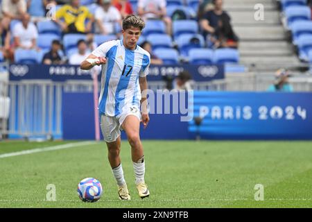 Decines Charpieu, France. 30th July, 2024. Guiliano Simeone (Argentina), Football, Men's Group B between Ukraine and Argentina during the Olympic Games Paris 2024 on 30 July 2024 at Groupama Stadium in Decines-Charpieu near Lyon, France - Photo Frederic Chambert/Panoramic/DPPI Media Credit: DPPI Media/Alamy Live News Stock Photo