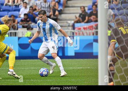 Decines Charpieu, France. 30th July, 2024. Julian Alvarez (Argentina), Football, Men's Group B between Ukraine and Argentina during the Olympic Games Paris 2024 on 30 July 2024 at Groupama Stadium in Decines-Charpieu near Lyon, France - Photo Frederic Chambert/Panoramic/DPPI Media Credit: DPPI Media/Alamy Live News Stock Photo