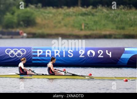 Paris, France. 31st July, 2024. Paris 2024 Olympic games. Rowing. Olympic Nautical Stadium. Paris. Rebecca Edwards (GBR) and Chloe Brew (GBR) in the Women's pair semifinal rowing competition during the 2024 Paris Olympics at Olympic Nautical Stadium, France. Credit: Sport In Pictures/Alamy Live News Stock Photo