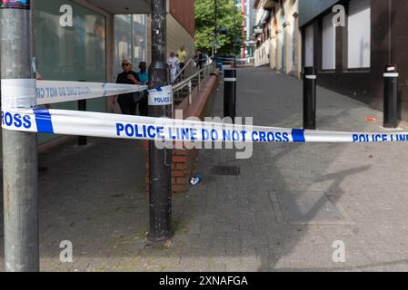 Southend on Sea, Essex, UK. 31st Jul, 2024. Police are on the scene of a taped-off area outside Southend Central railway station following knife crime activity on the previous evening. Eight people were arrested and serious injuries reported following violent disorder on the seafront and around the High Street of Southend. Videos shared on social media depicted youths with machetes. Seven weapons were seized. Essex Police said a Section 60 dispersal order would remain in place in Southend-on-Sea until 20:00 BST on Wednesday after the disorder on Tuesday night Stock Photo