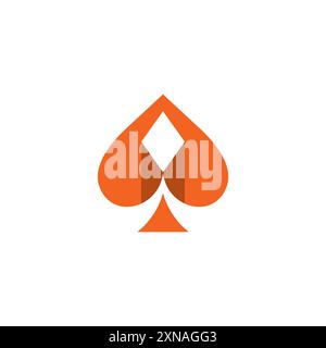 Spade Logo Vector Illustration With Orange Color Stock Vector