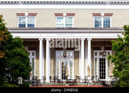 Boston, Massachusetts, USA   - October 9, 2023: The Spangler Center is a building on the Boston campus of Harvard Business School. Stock Photo