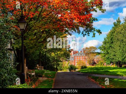 Boston, Massachusetts, USA  - October 9, 2023: View across the Harvard Business School campus in Boston. Stock Photo