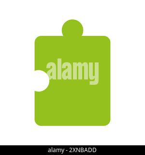 Green puzzle piece. Single jigsaw icon. Isolated vector illustration. Simple flat design. Stock Vector