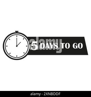 Countdown timer icon. 5 days to go. Five days remaining. Vector illustration. Stock Vector