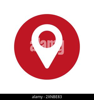 Location pin icon. Red background. White pin. Vector symbol. Stock Vector