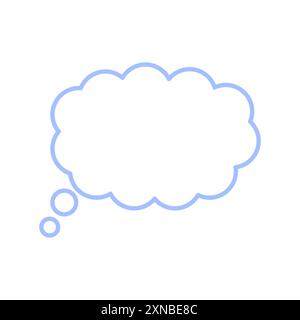 Thought bubble icon. Simple cloud shape. Bright blue vector. Bubble symbol design. Stock Vector
