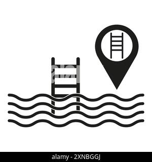 Ladder icon symbol. Swimming pool element. Vector location marker. Simple black design. Stock Vector