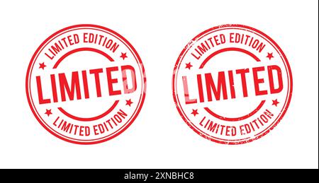 Limited edition square red grunge rubber stamp isolated on white ...