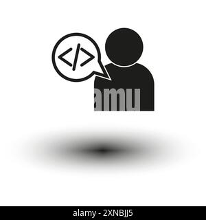 Code talk icon. Developer speech bubble. Vector person symbol. Black silhouette. Stock Vector