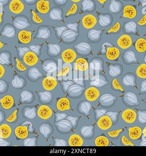 Seamless pattern with Blue hubbard squash. Winter squash. Cucurbita maxima. Vegetables. Isolated vector illustration. Stock Vector