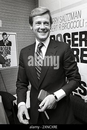 ROGER MOORE English actor He was the third actor to portray fictional secret agent James Bond.In Stockholm to launch the film Live and let die Stock Photo