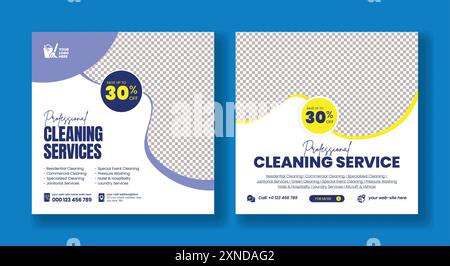 set of Cleaning service social media ads banner, home service, business promotion marketing post, website banner , square flyer, social media kits tem Stock Vector