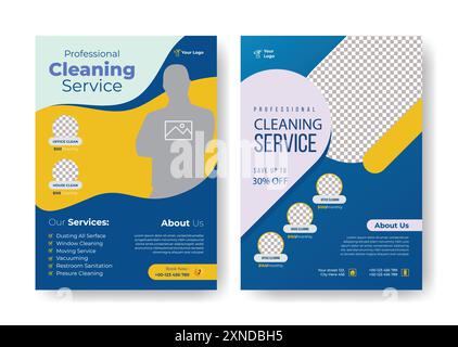 Home Maid service print flyer and Cleaning services poster template design Stock Vector