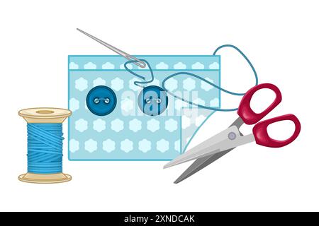 sew sewing button cartoon vector illustration Stock Vector Image & Art ...