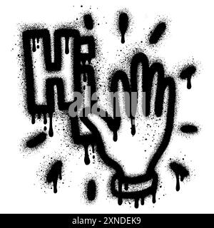 Spray Painted Graffiti hand with word hi Sprayed isolated on white background. Stock Vector