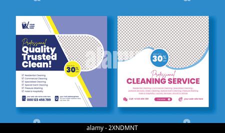 set of Cleaning service social media ads banner, home service, business promotion marketing post, website banner , square flyer, social media kits tem Stock Vector