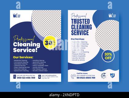 Cleaning Service flyer poster a4 size template, Disinfection cleaning services flyer, House cleaning service poster flyer template. Stock Vector