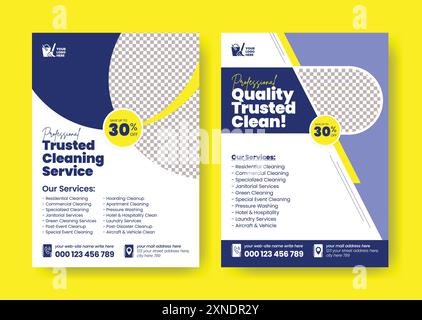 Cleaning Service flyer poster a4 size template, Disinfection cleaning services flyer, House cleaning service poster flyer template. Stock Vector