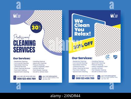 Cleaning Service flyer poster a4 size template, Disinfection cleaning services flyer, House cleaning service poster flyer template. Stock Vector