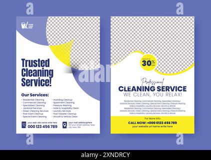Cleaning Service flyer poster a4 size template, Disinfection cleaning services flyer, House cleaning service poster flyer template. Stock Vector