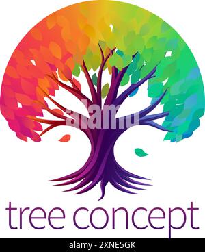 Rainbow Tree Abstract Stylised Concept Design Icon Stock Vector
