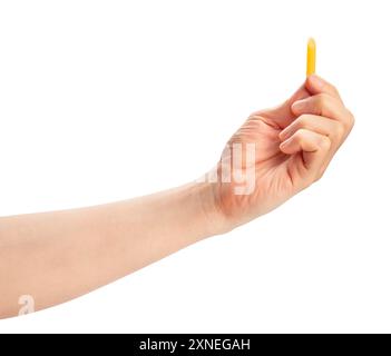 pasta penne rigate  in hand path isolated on white Stock Photo