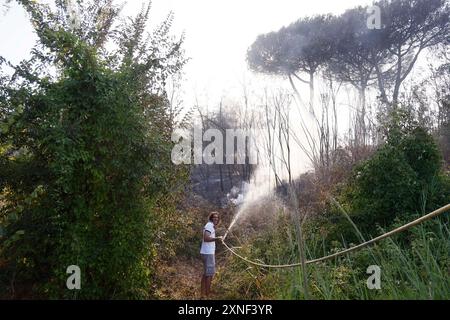 Roma, Italia. 31st July, 2024. Incendio nei pressi del tribunale nella zona Monte Mario a Roma, Italia - Cronaca - Mercoled&#xec; 31 Luglio 2024 (foto Cecilia Fabiano/LaPresse) Fire near the courthouse in the Monte Mario area of Rome, Italy - Chronicle - Wednesday, July 31, 2024 (photo Cecilia Fabiano/LaPresse) Credit: LaPresse/Alamy Live News Stock Photo