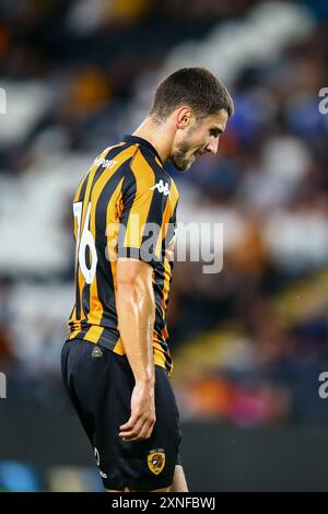 MKM Stadium, Hull, England - 30th July 2024 Ryan Longman (16) of Hull City - during the  friendly game Hull City v ACF Fiorentina,  2024/25, MKM Stadium, Hull, England - 30th July 2024 Credit: Arthur Haigh/WhiteRosePhotos/Alamy Live News Stock Photo