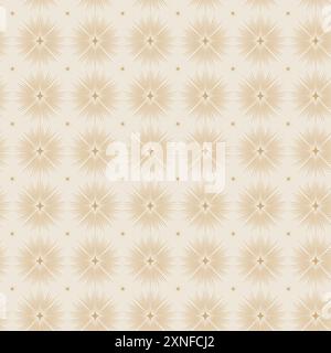 Hand drawn seamless pattern of sunburst, stars. Mystical celestial bursting star rays vector illustration. Vector illustration minimalist art. Cosmic Stock Vector
