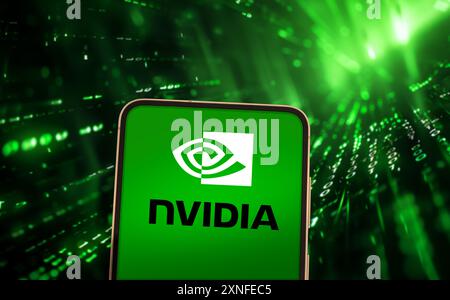 Nvidia semiconductor company displayed on smart device Stock Photo