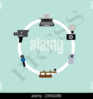 World Press Freedom Day Celebration. Gazeteciler ve Basın Bayramı. Çalışan Gazeteciler Günü. Dünya Basın Özgürlüğü Günü. Vector illustration. Stock Vector