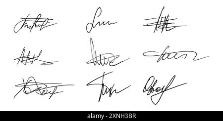 Signature for documents on white background. Hand drawn business ...