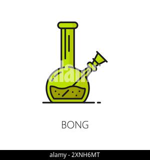 Medical cannabis smoking bong color line icon. Medicine marijuana plant thin line pictogram, natural cannabis product or medical weed shop linear vect Stock Vector