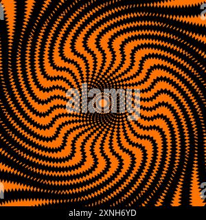 Psychedelic Halloween spiral pattern. Dynamic black and orange vortex ...
