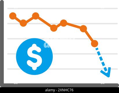 US Dollar Exchange Chart Illustration | Falling Stock Vector