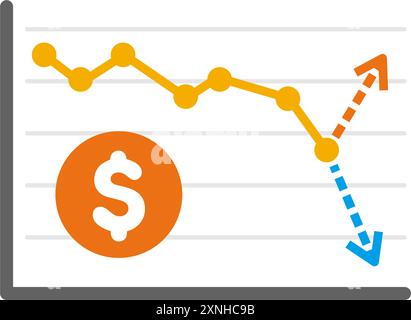 US Dollar Exchange Rate Chart Illustration | Forecast Stock Vector