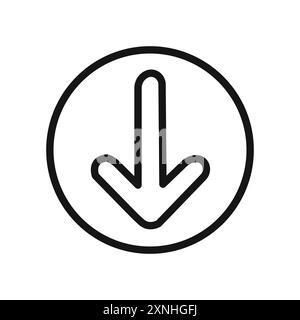 red Down arrow icon linear vector graphics sign or symbol set for web app ui Stock Vector