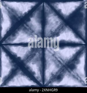 Indigo blue abstract tie-dye effect seamless pattern. Designed for fabric, textile, garments, cloth prints, wallpapers, wrapping paper, cushion pillow Stock Photo