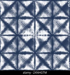 Indigo blue abstract tie-dye effect seamless pattern. Designed for fabric, textile, garments, cloth prints, wallpapers, wrapping paper, cushion pillow Stock Photo