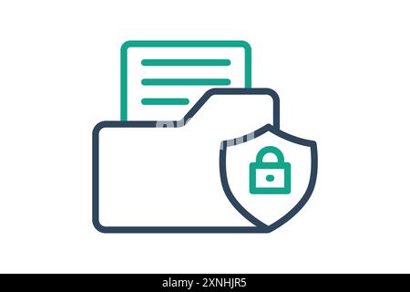 Data security icon. folder with shield and lock. icon related to protect. line icon style. data analytics elements vector illustration Stock Vector