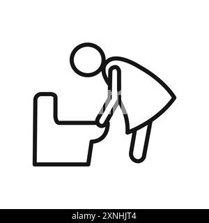 vomiting in bathroom icon linear vector graphics sign or symbol set for web app ui Stock Vector