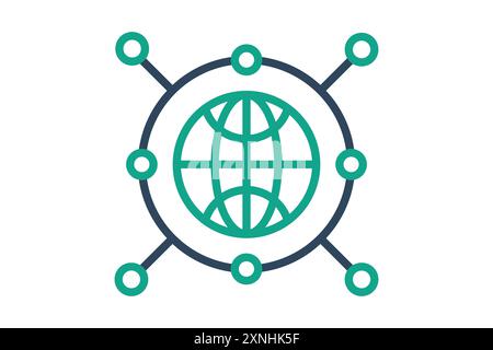 Internet icon. earth with network. icon related to access. line icon style. data analytics elements vector illustration Stock Vector
