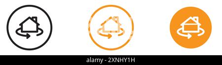 360 degree house icon web design logo set collection in flat vector Stock Vector