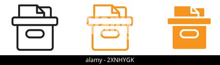 Archival box with documents icon web design logo set collection in flat vector Stock Vector