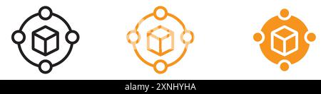 Blockchain technology icon web design logo set collection in flat vector Stock Vector