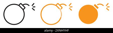 Bomb icon web design logo set collection in flat vector Stock Vector
