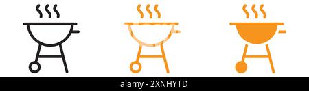 Barbecue grill icon web design logo set collection in flat vector Stock Vector